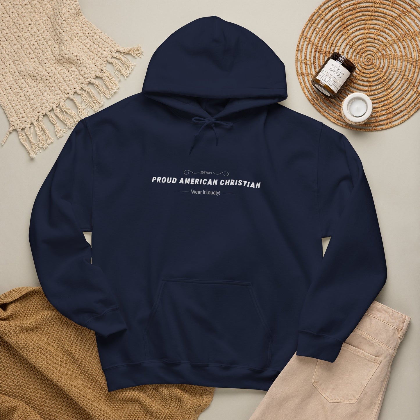 Proud American Christian Hoodie — Flag & Cross Patriotic Pullover