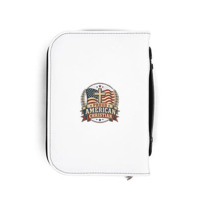 Bible Cover — "Proud American Christian" Zippered Scripture Cover (Patriotic Cross Design)