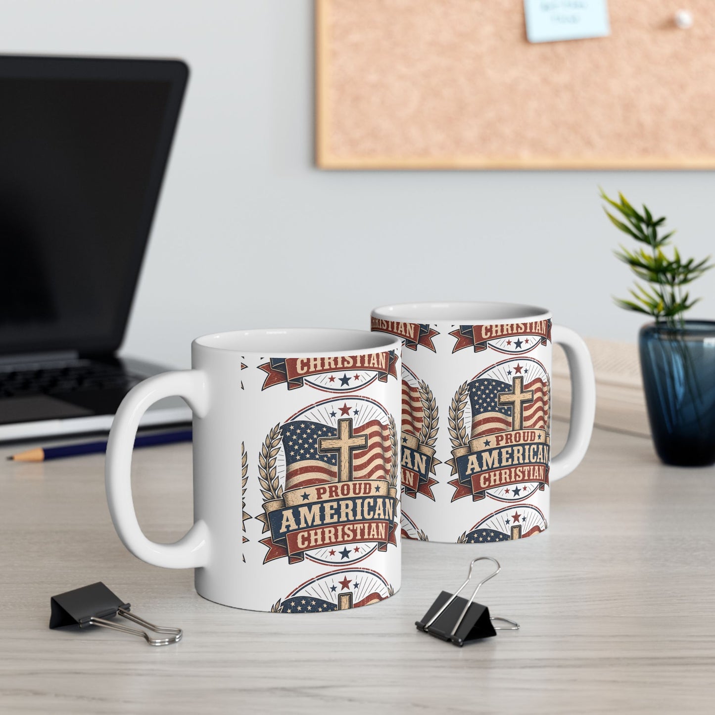 Proudly American Christian Mug — Patriotic Design