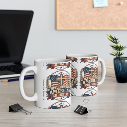 Proudly American Christian Mug — Patriotic Design