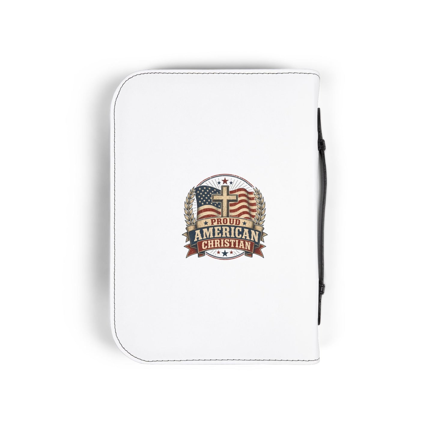 Bible Cover — "Proud American Christian" Zippered Scripture Cover (Patriotic Cross Design)
