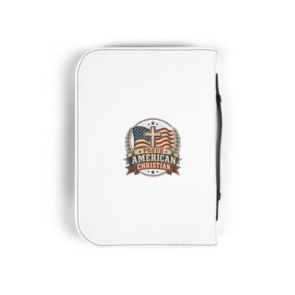 Bible Cover — "Proud American Christian" Zippered Scripture Cover (Patriotic Cross Design)