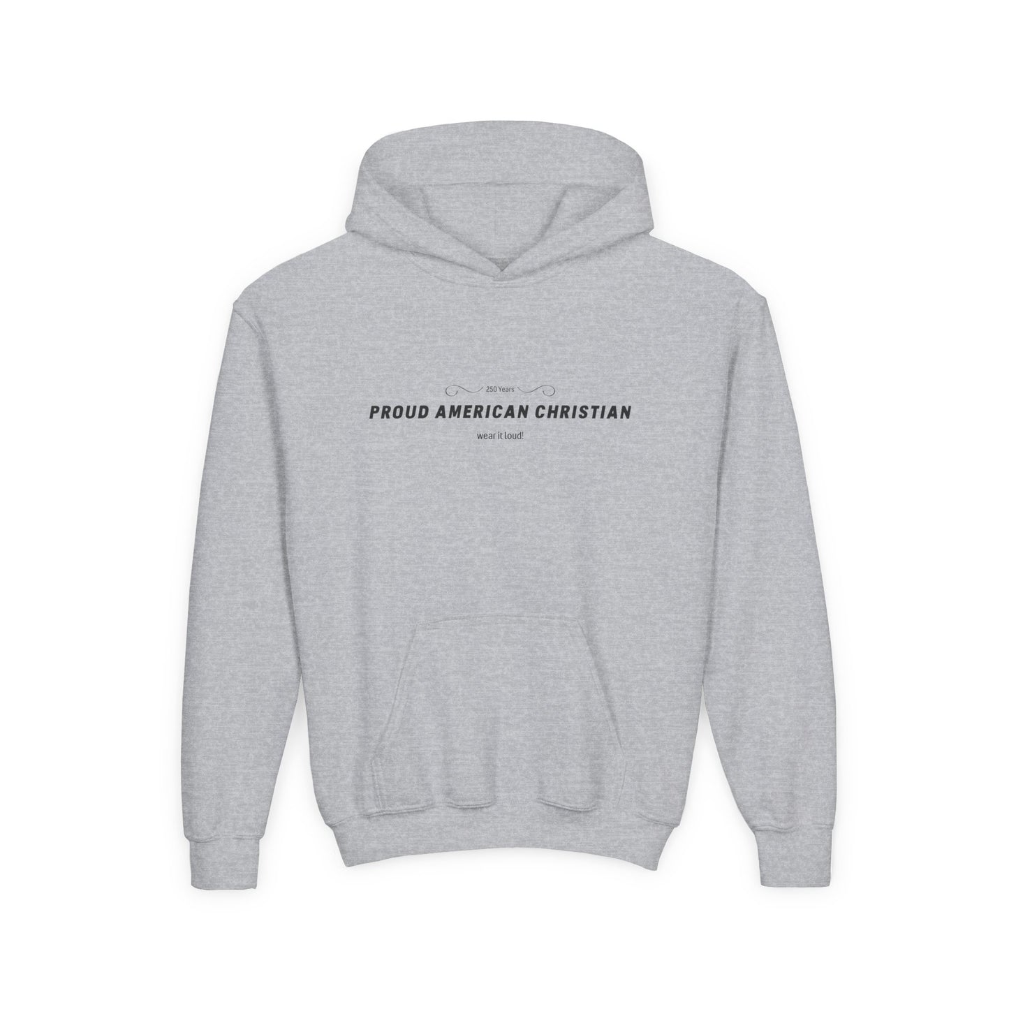 Proud American Christian Hoodie — Youth Patriotic Cross Pullover