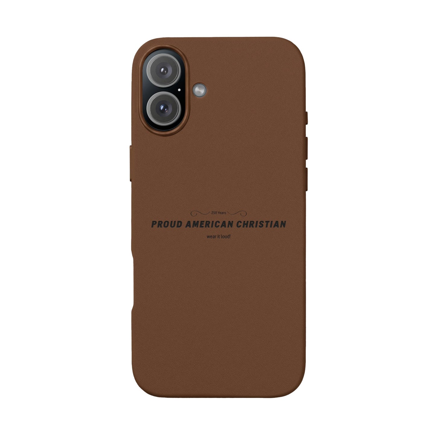 Engraved PU Leather Phone Case — "Proud American Christian" Minimalist Protective Cover