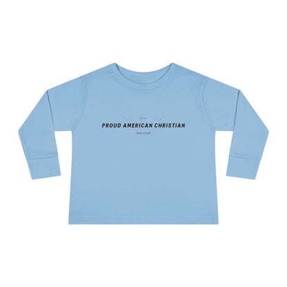 Toddler Long Sleeve Tee — "Proud American Christian" Minimalist Baby Shirt