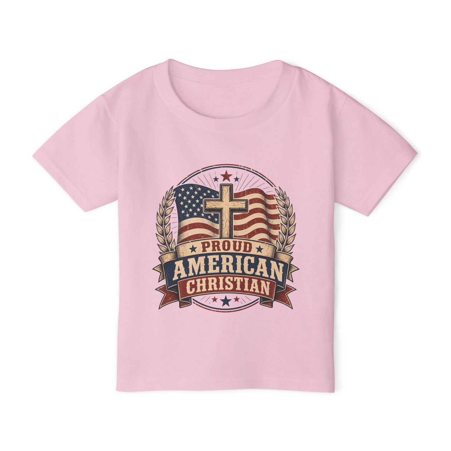 Toddler T-Shirt — Proud American Christian Flag Cross Design