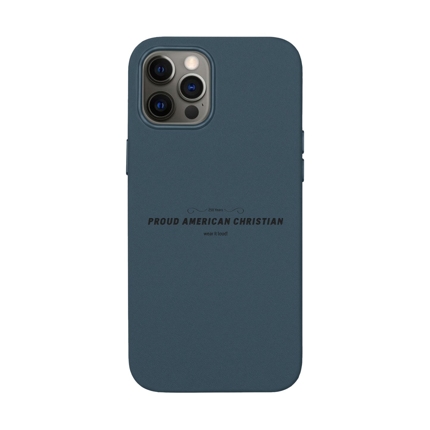 Engraved PU Leather Phone Case — "Proud American Christian" Minimalist Protective Cover