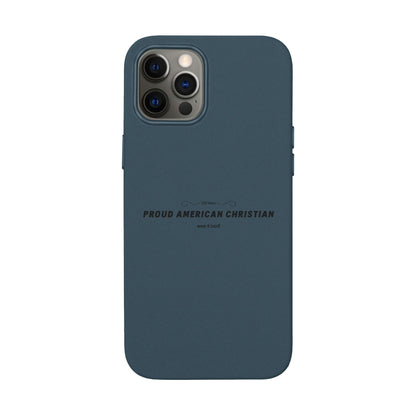 Engraved PU Leather Phone Case — "Proud American Christian" Minimalist Protective Cover